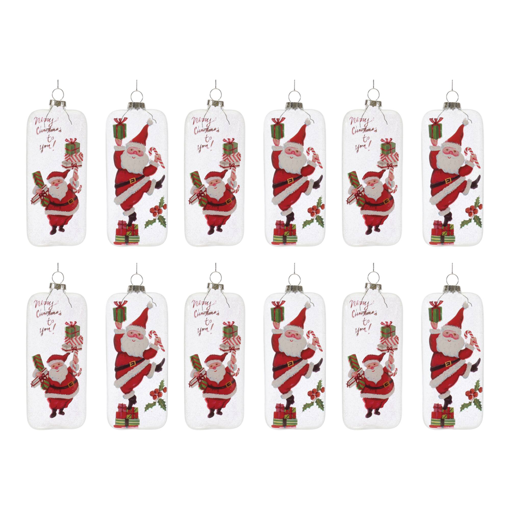 12ct. 6" Whimsical Santa Ornaments